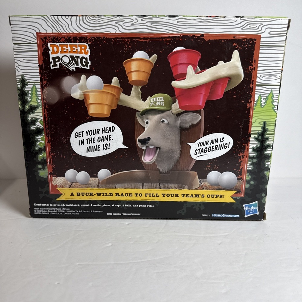 NEW Hasbro Deer Pong Game Features Talking Deer Head and Music With 6 Party Cups - Picture 2 of 4